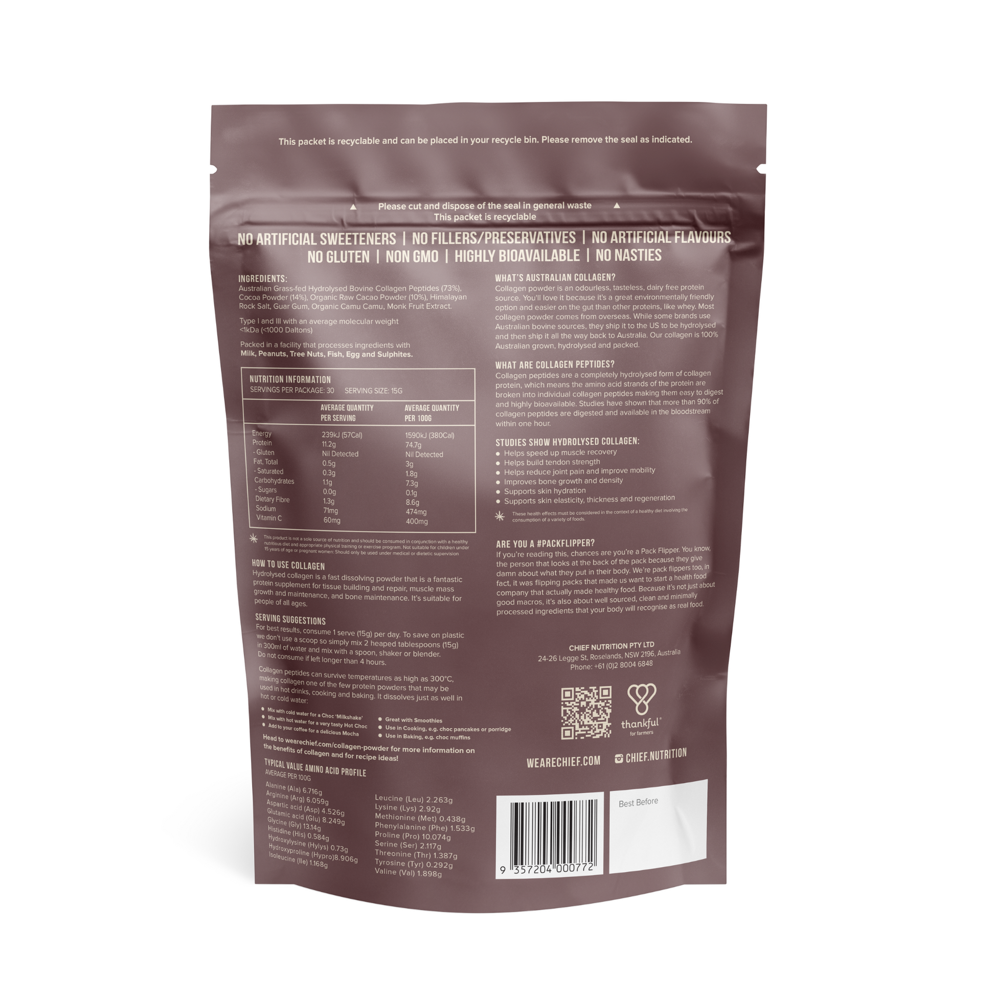 Grass-fed Collagen Protein Powder - Dark Chocolate