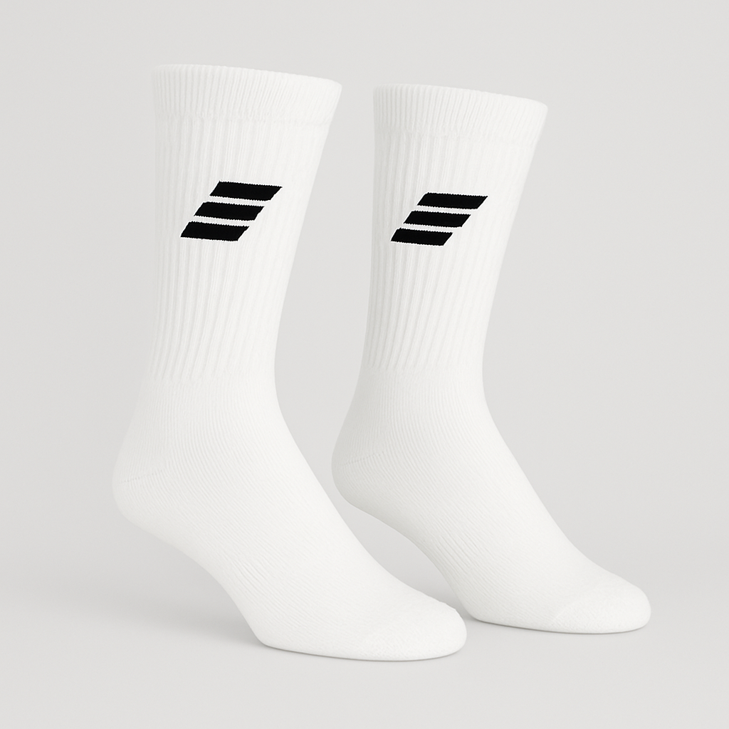 Socks - White Crew Black Icon