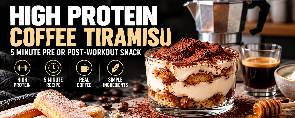 High Protein Coffee Tiramisu | 5-Minute Pre or Post-Workout Snack