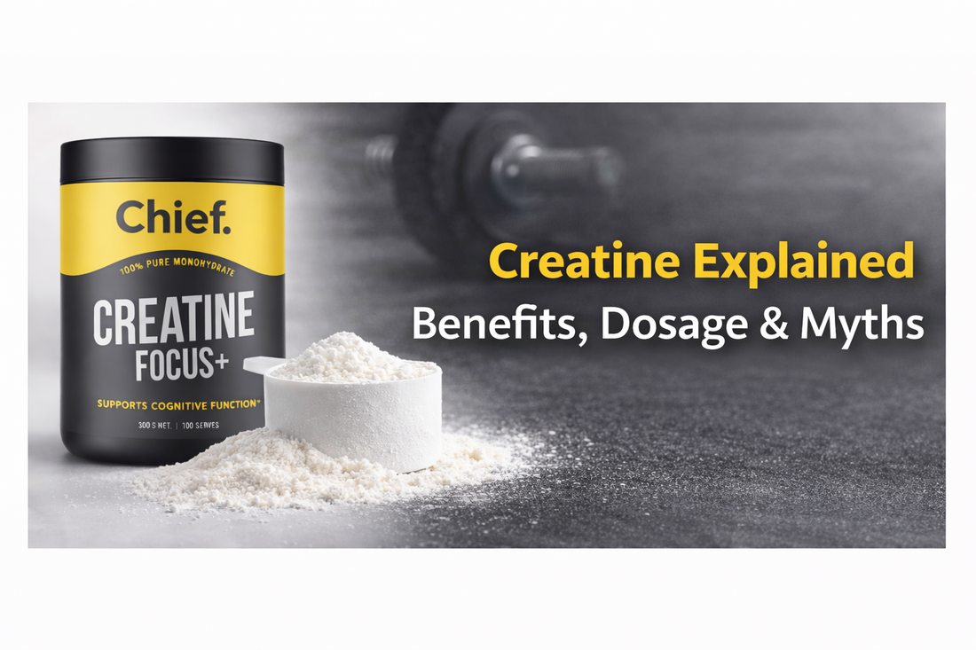 Creatine monohydrate supplement and scoop for strength training benefits guide
