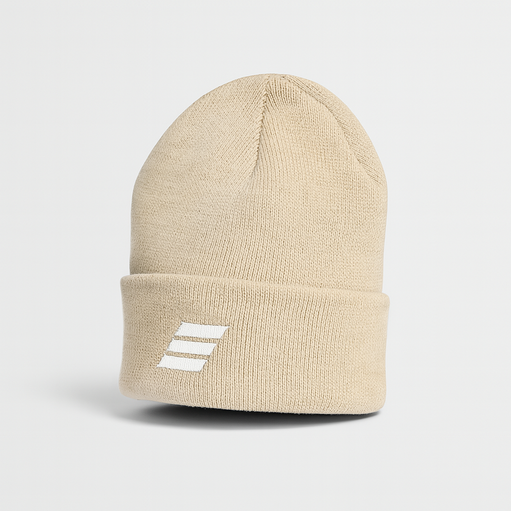 Cuff Beanie - Sand & White