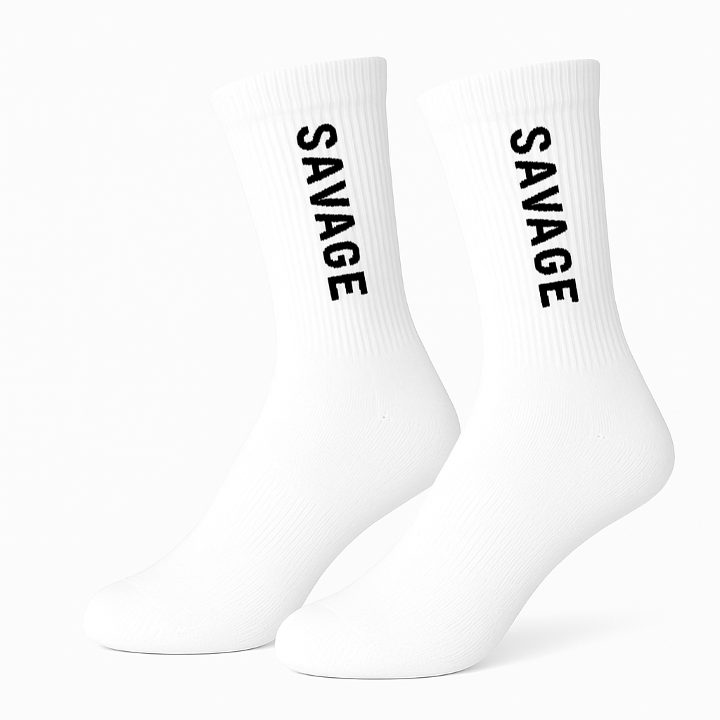 Socks - White Crew Black Logo