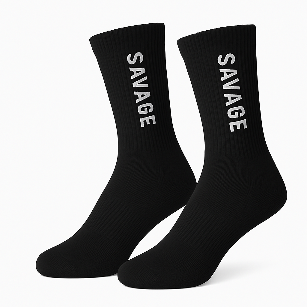 Socks - Black Crew White Logo