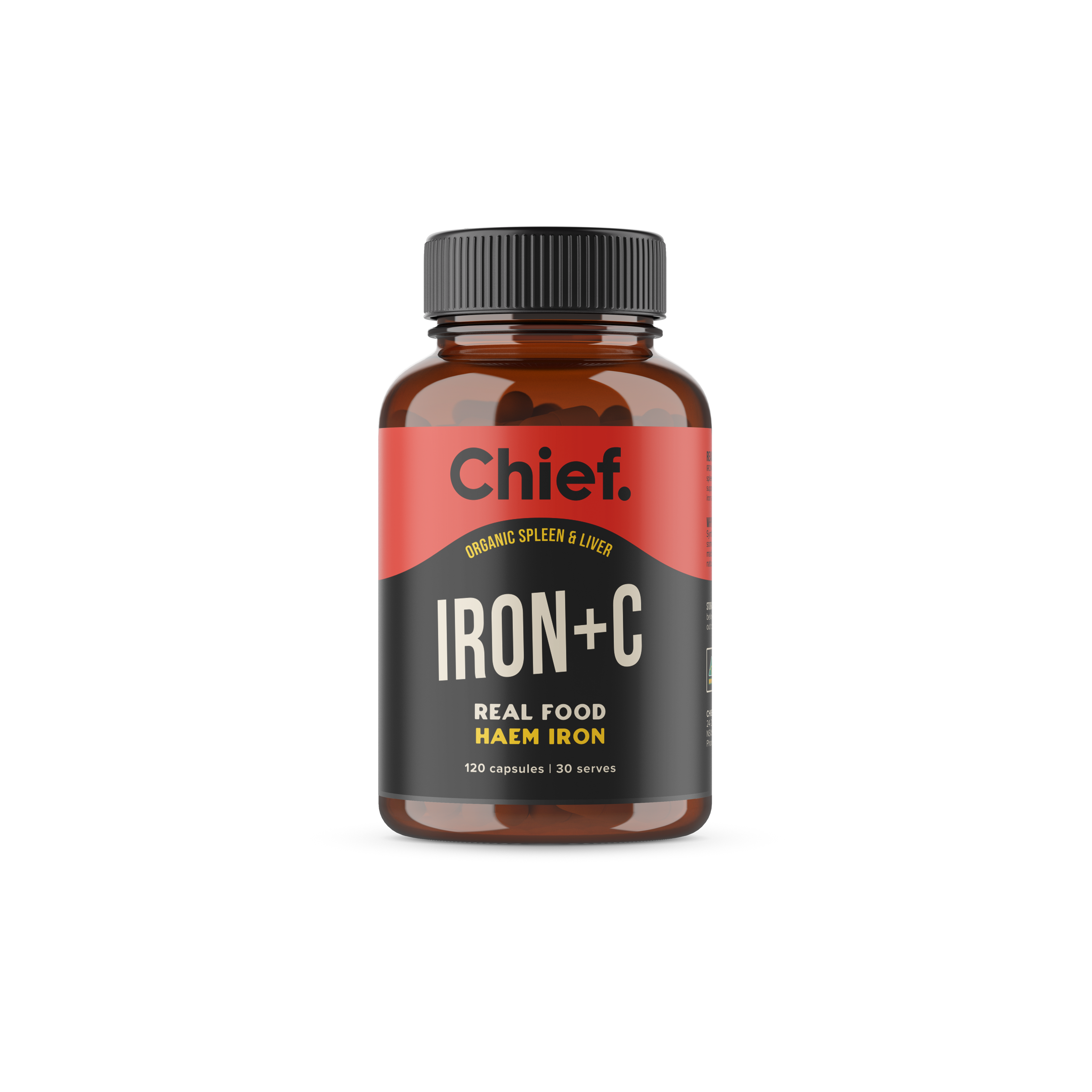 Organic Beef Spleen & Liver, IRON+C (120 Capsules)
