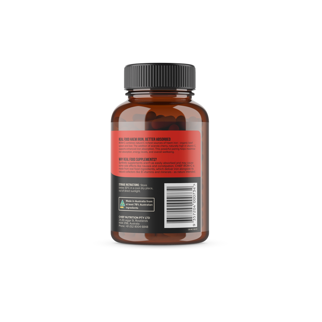 Organic Beef Spleen & Liver, IRON+C (120 Capsules)