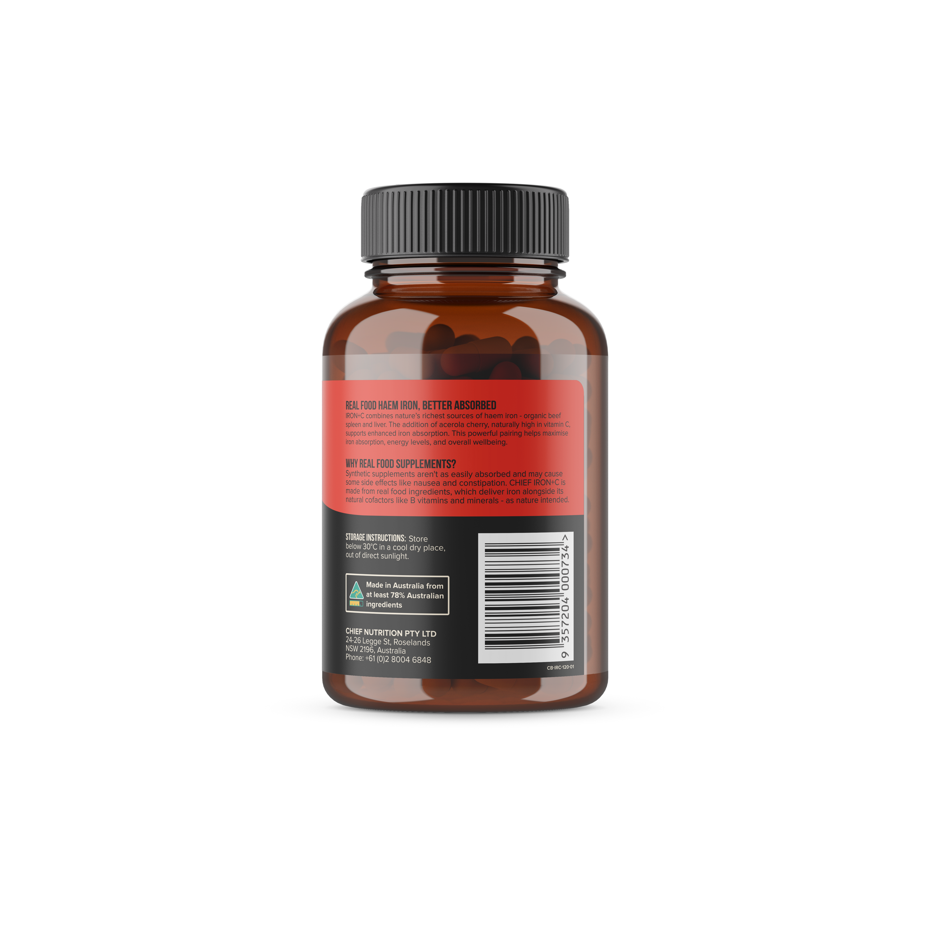 Organic Beef Spleen & Liver, IRON+C (120 Capsules)