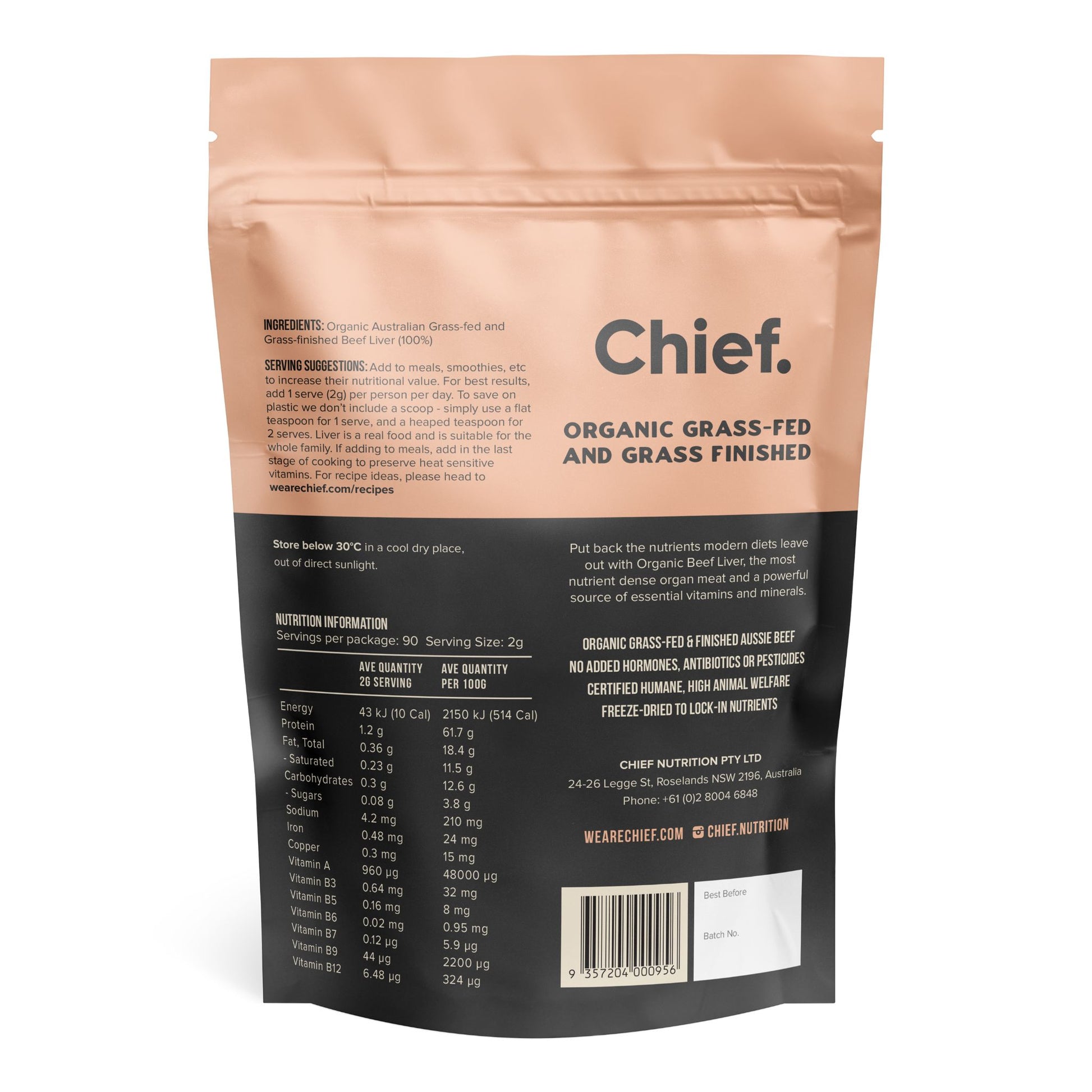 Organic Beef Liver Powder (180g, 90 serves)