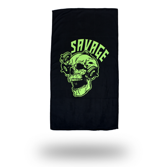 Gym Towel Large - Skull - Green