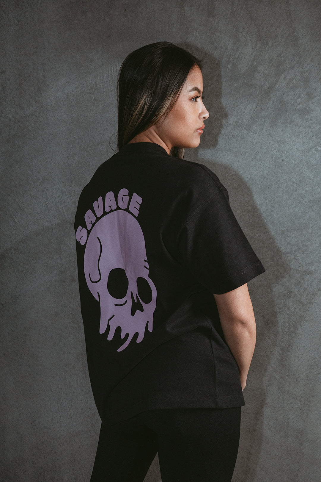 Unisex Oversized Tee - Black Skull