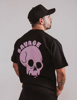 Unisex Oversized Tee - Black Skull