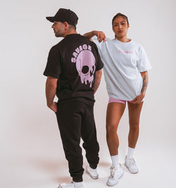 Unisex Oversized Tee - White Skull