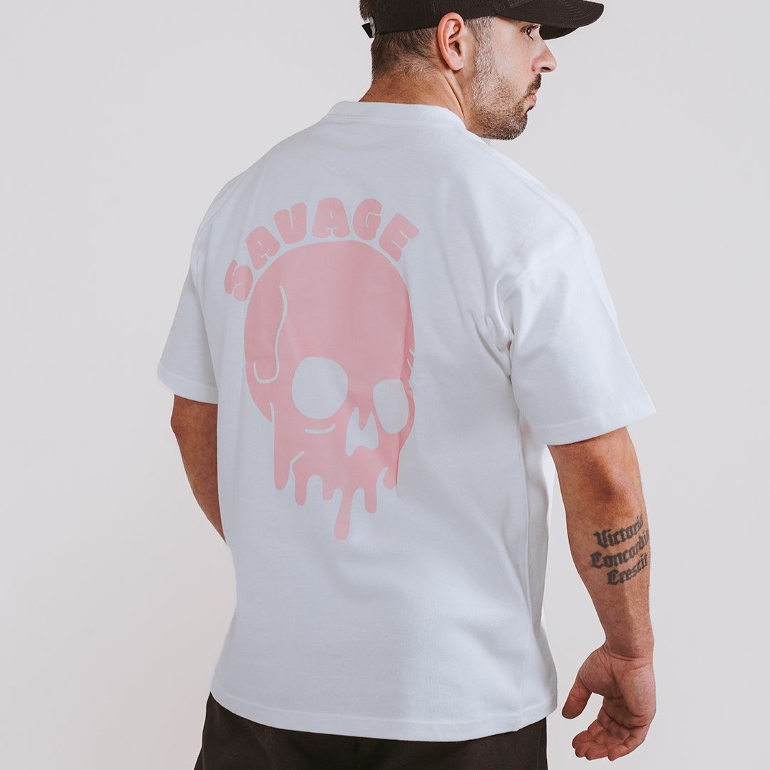 Unisex Oversized Tee - White Skull