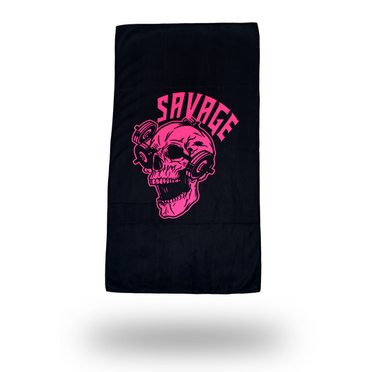 Gym Towel Large - Skull - Pink