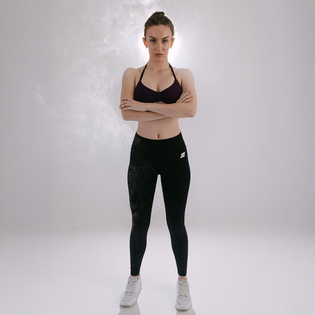 black seamless leggings front compression squat proof fit