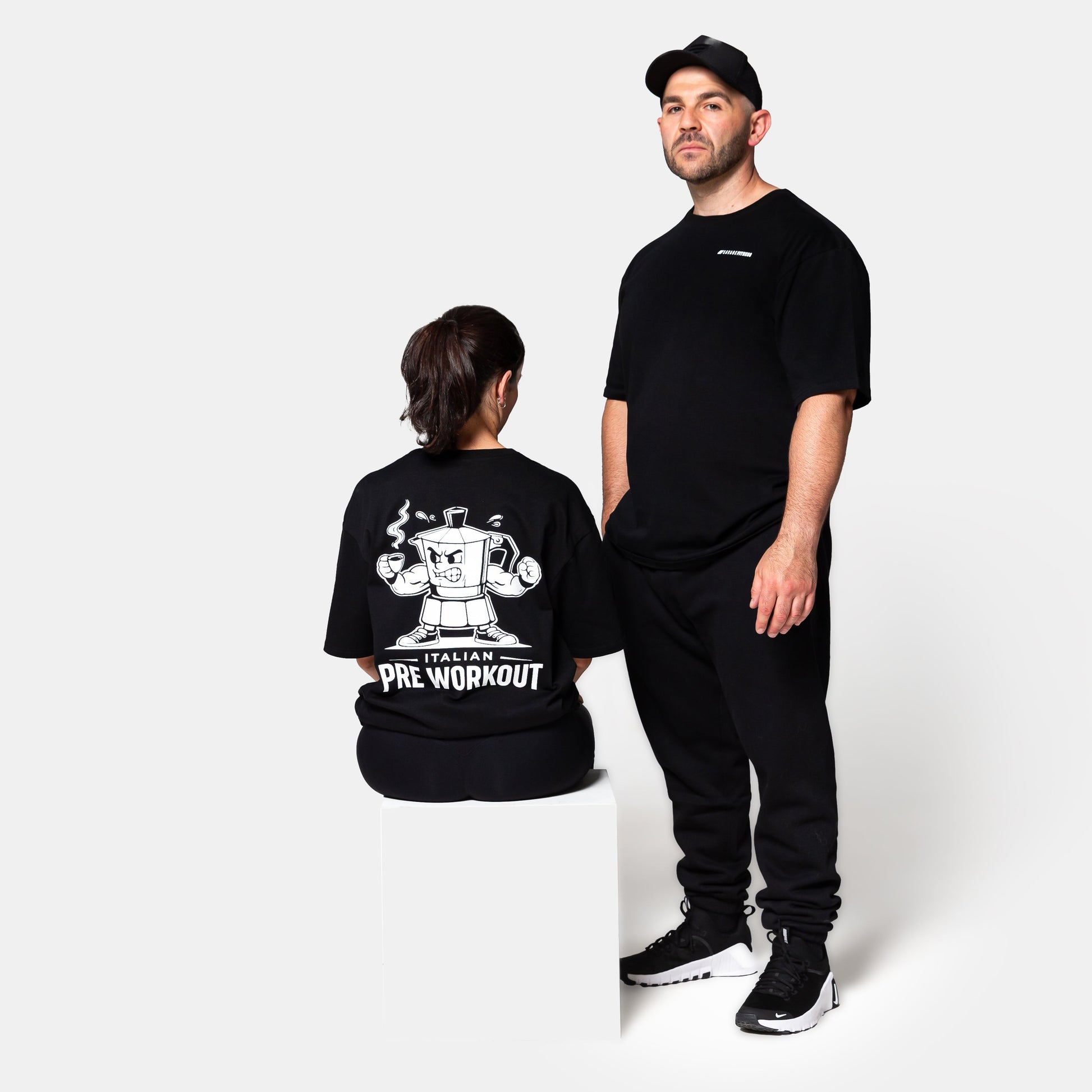 Savage Italian Pre Workout Tee black front and back view mens and womens gym lifestyle